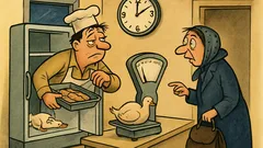 Banc: intră o doamnă la magazin…