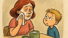 Banc: Un copil își vede mama la cremă