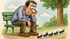 Banc: Stau de trei zile și urmăresc furnicile