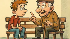 Banc: Un adolescent își întreabă bunicul