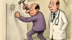 Banc: Un nebun lovește zidul cu ciocanul...