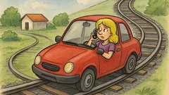 Banc: Blonda ocolește tot… inclusiv calea ferată?