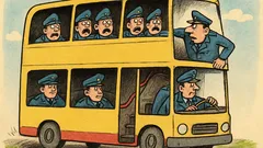 Banc: Polițiștii pleacă cu autocarul cu două etaje