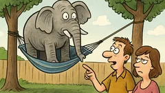 Banc: Iubito, privește, un elefant în grădină!