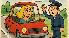 Banc: O blondă la volan, polițistul...