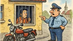 Banc: Polițistul oprește un motociclist grăbit