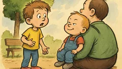 Banc: Doi copii se laudă cu mersul