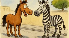 Banc: Un cal întâlnește o zebră pe stradă