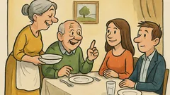 Banc: O familie de tineri la masă