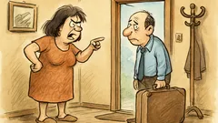 Banc: O femeie îi face soțului bagajele