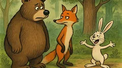 Banc: Iepurașul se plimbă prin pădure