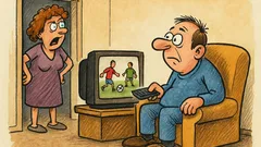 Banc: Intră nevasta: „Iar fotbal, mă?!”