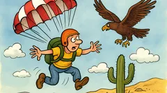 Banc: Sare unul cu parașuta și un vultur