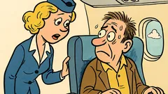 Banc: O stewardesă întreabă un pasager…