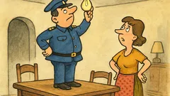 Banc: Un polițist urcă pe masă