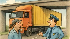 Banc: Un șofer cu tirul rămâne blocat