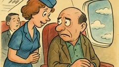 Banc: Stewardesa îl întreabă: „Ați zburat?”