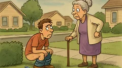 Banc: Un tânăr se ascunde după tufiș