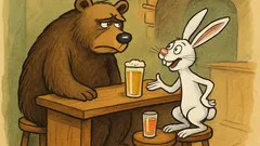 Banc: Iepurele îl invită pe urs la bar