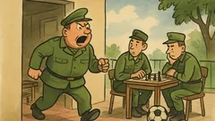 Banc: Unde-s soldații? Joacă șah pe terasă!