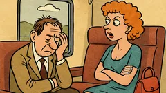 Banc: În compartimentul unui tren, doi străini...