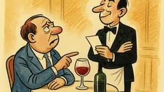 Banc: Clientul către ospătar: «Vinul nu valorează!»