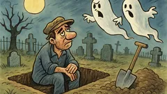 Banc: Un gropar amărât rămâne în cimitir