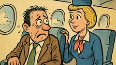 Banc: Stewardesa îl întreabă: Ați mai zburat?