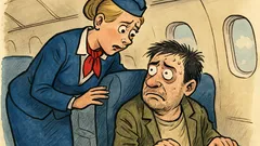 Vtip: Stewardesa vede un pasager neliniștit
