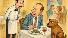 Banc: În restaurant, câinele își recunoaște farfuria