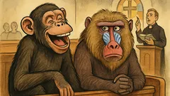 Banc: Un cimpanzeu și un babuin la slujbă