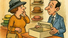 Banc: O doamnă alege o pălărie