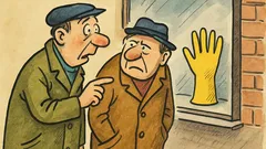 Banc: Două persoane admiră mănuși de cauciuc