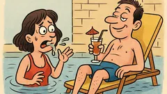 Banc: – Iubitule, am înghițit apă din piscină