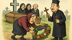 Banc: La o înmormântare cade o coroană...