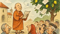 Banc: Un călugăr zen își pierde foile