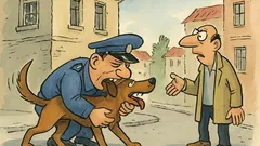 Banc: La colț, polițistul mușcă un câine