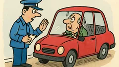 Banc: Polițistul oprește o mașină...