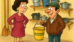 Banc: Soțul cumpără o găleată pentru scuze