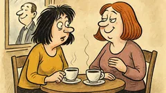 Banc: Două femei discută la o cafea...