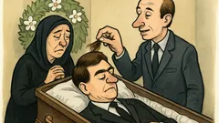 Banc: Văduva vede peruca strâmbă la priveghi