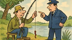 Banc: Un pescar dădea la undiță interzis