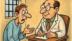 Banc: Pacientul discută cu psihiatrul…