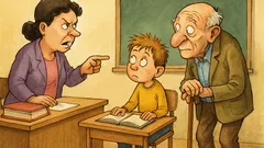 Banc: Învățătoarea către un elev...