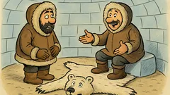 Banc: Un eschimos intră în iglu