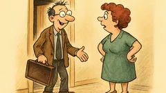 Banc: Profesorul distrat îi spune fericit soției...