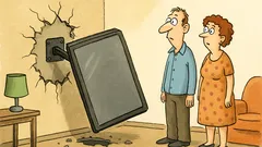 Banc: Peretele cedează sub televizorul lui Dorel