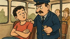 Banc: Controlorul intră în autobuz...