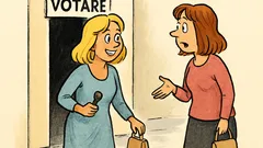 Banc: O blondă iese din secția de vot