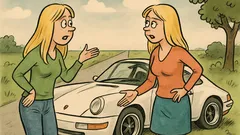 Banc: Două blonde discută despre un Porsche